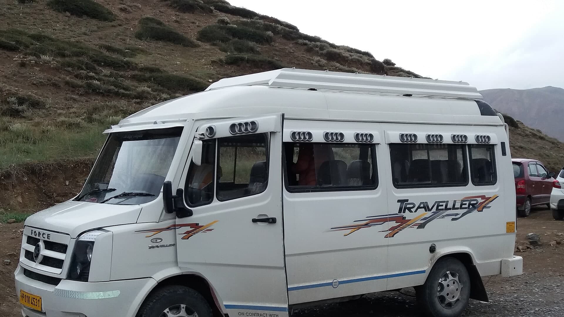 Force Traveller van ready for a scenic North India group journey